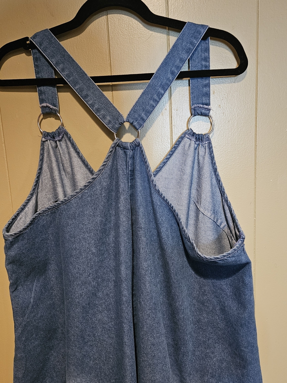 Women's Plus Size 4X Denim Look Maxi Dress Blue Sleeveless Cross Back - Picture 4 of 5